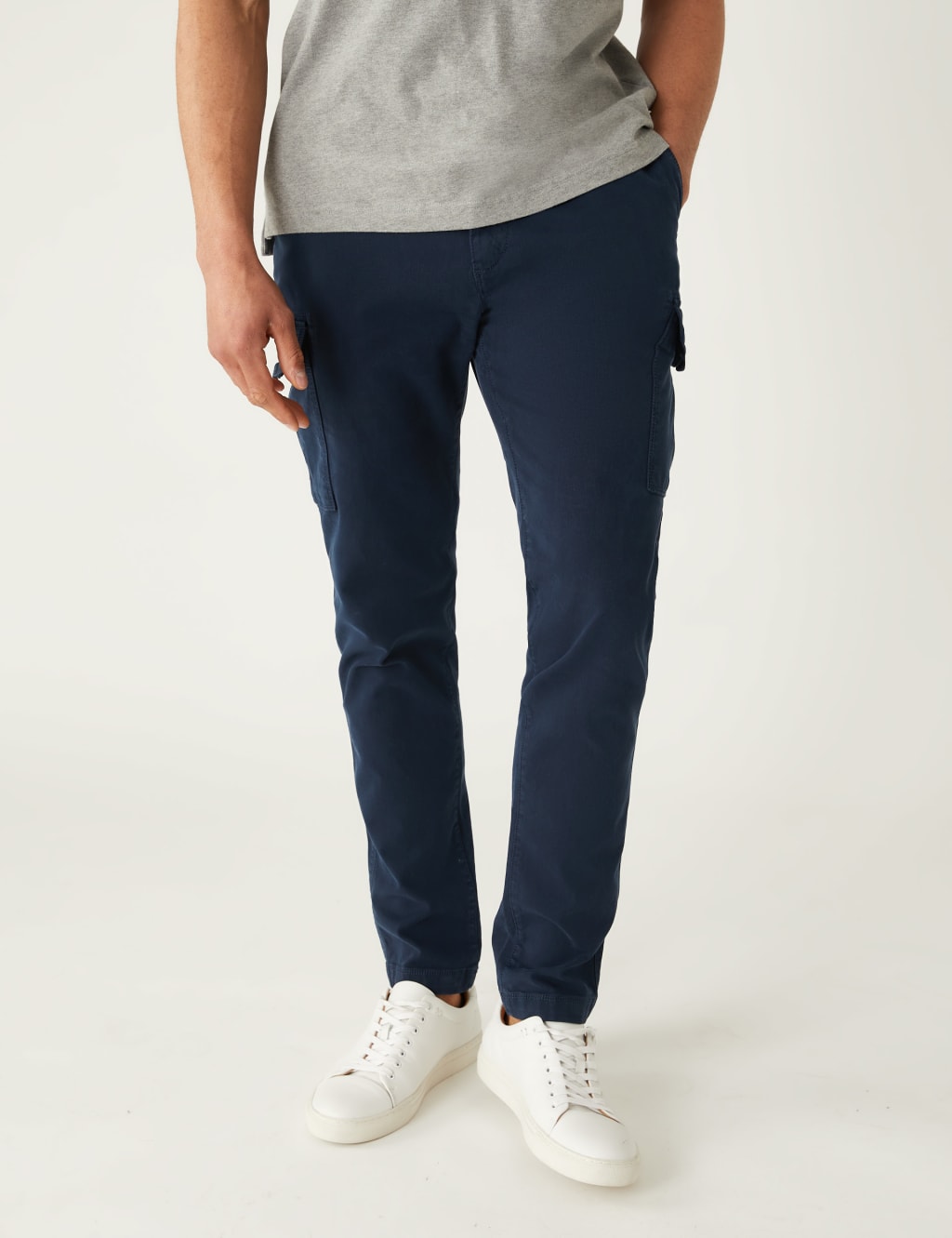 Slim Fit Textured Stretch Cargo Trousers image 2