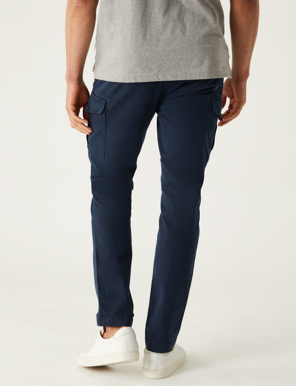 Slim Fit Textured Stretch Cargo Trousers image 4