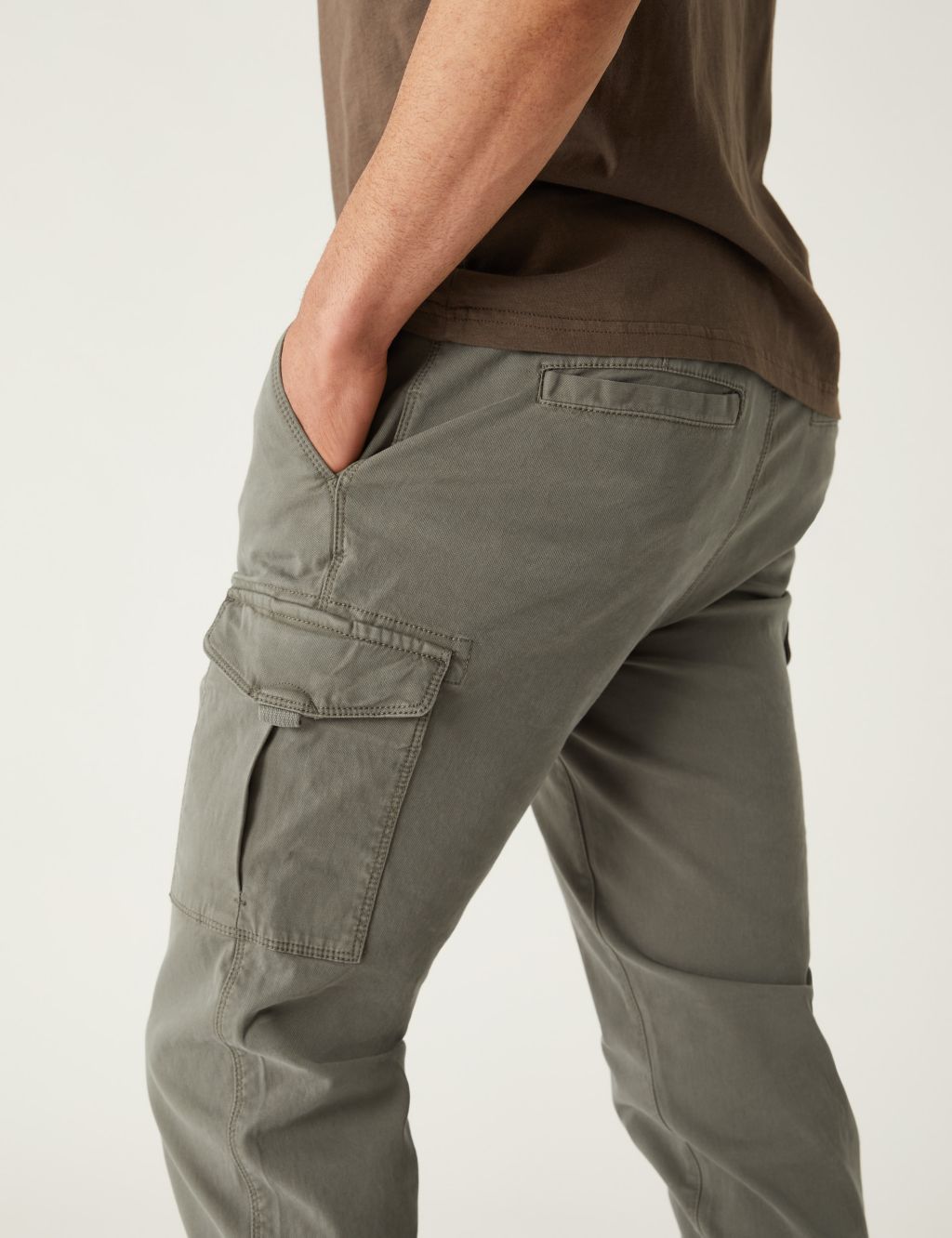 Slim Fit Textured Stretch Cargo Trousers image 2
