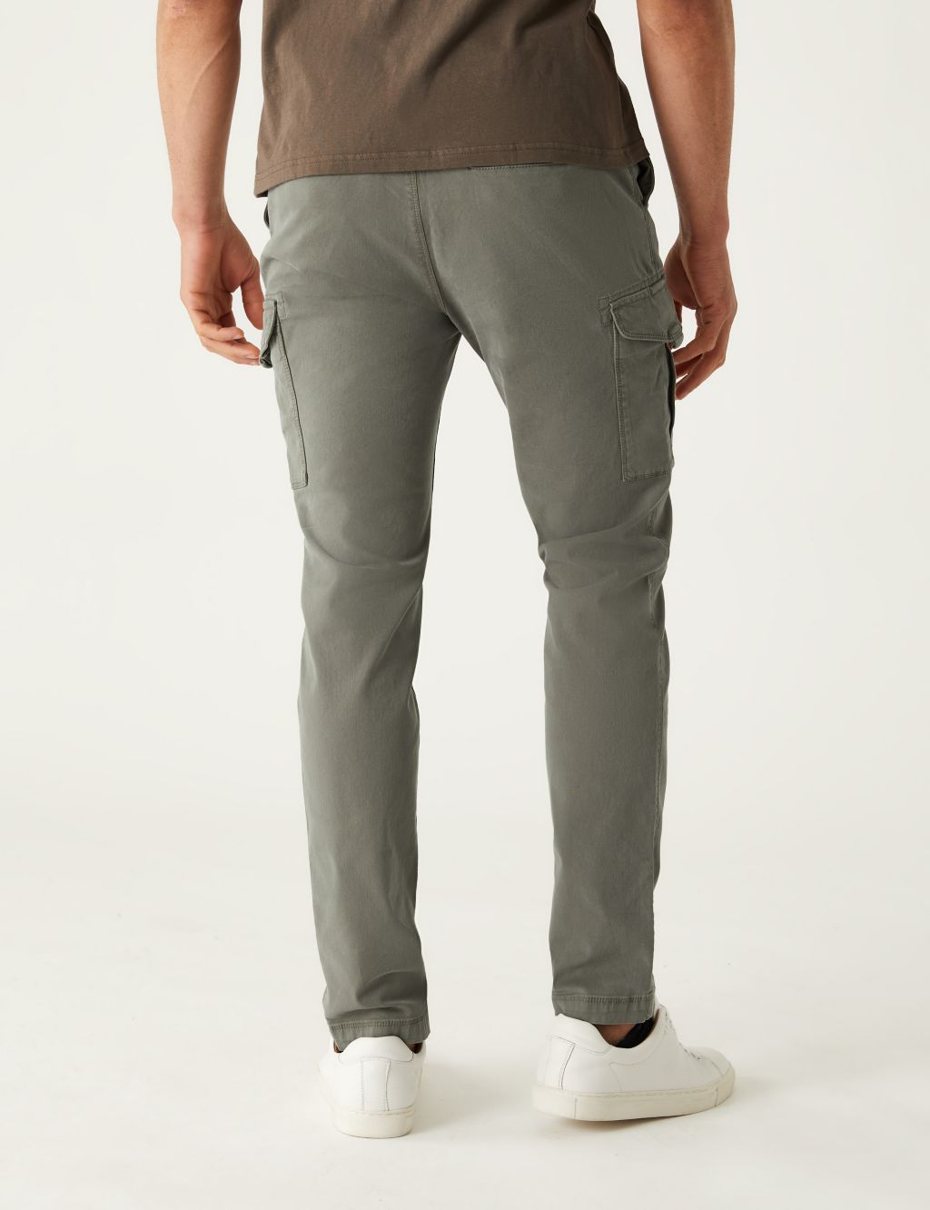 Slim Fit Textured Stretch Cargo Trousers image 3