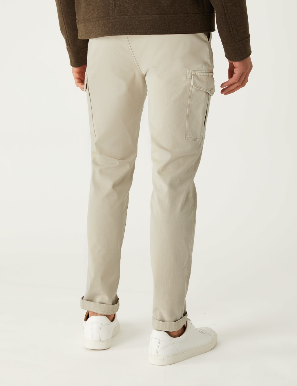Slim Fit Textured Stretch Cargo Trousers image 3