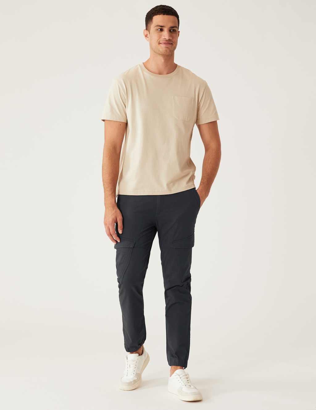 Slim Fit Elasticated Waist Cargo Trousers image 1