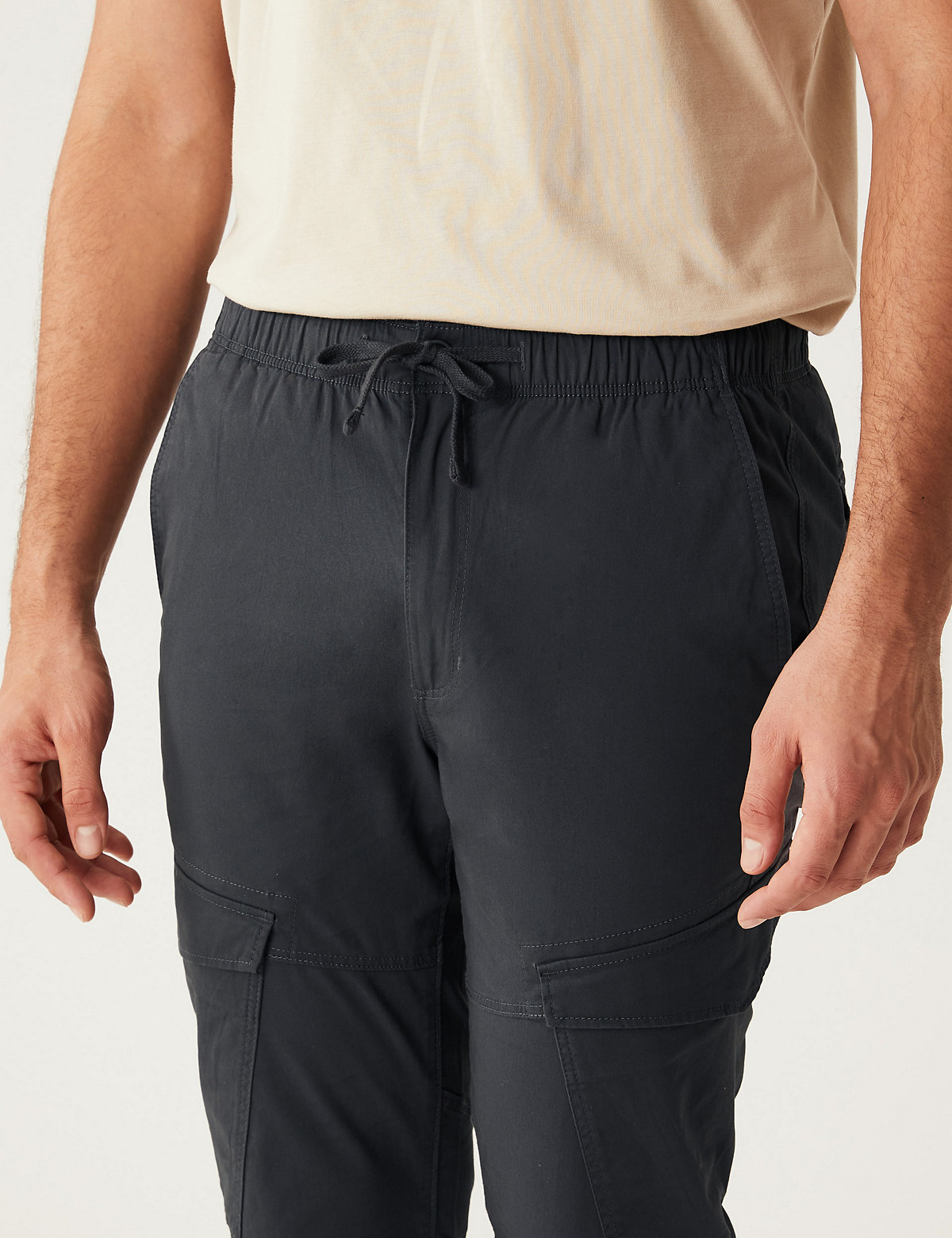 Slim Fit Elasticated Waist Cargo Trousers