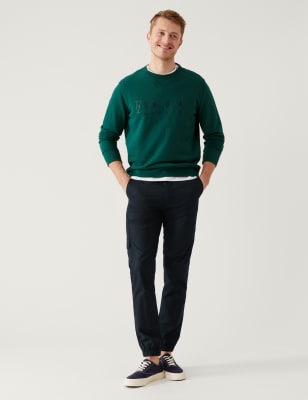 

Mens M&S Collection Slim Fit Lightweight Cuffed Cargo Trousers - Navy, Navy