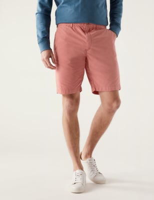 

Mens M&S Collection Shorts aus reiner Baumwolle mit Halbelastikbund - Coral, Coral