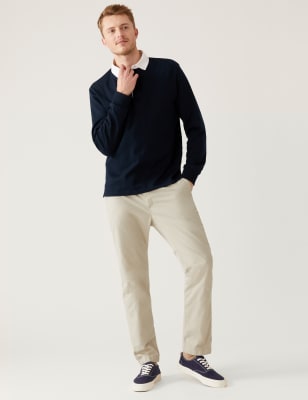 

Mens M&S Collection Schmal geschnittene Hose mit Halbelastikbund - Ecru, Ecru