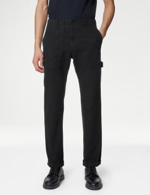 Straight Fit Utility Stretch Trousers | M&S SG