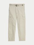 Pantalon cargo indéchirable coupe ample à motif texturé avec ceinture