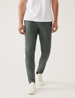

Mens M&S Collection Schmal geschnittene, superleichte Chinohose - Green, Green