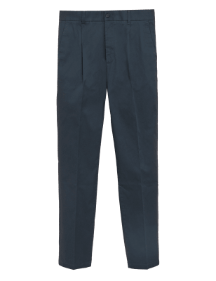 

Mens M&S Collection Tapered Fit Super Lightweight Pleated Chino - Navy, Navy