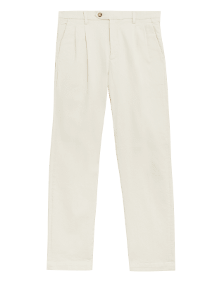 

Mens M&S Originals Hirst Twin Pleat Chinos - Ecru, Ecru