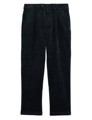 

Mens M&S Originals Belgrave Premium Cotton Loose Fit Corduroy Chinos - Dark Teal, Dark Teal