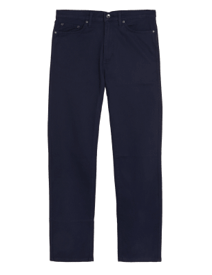 

Mens M&S Collection Straight Fit Italian 5 Pocket Trousers - Dark Navy, Dark Navy