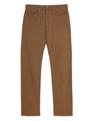 

Mens M&S Collection Straight Fit Italian 5 Pocket Trousers - Dark Stone, Dark Stone