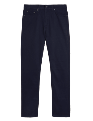 

Mens M&S Collection Slim Fit Italian 5 Pocket Trousers - Dark Navy, Dark Navy