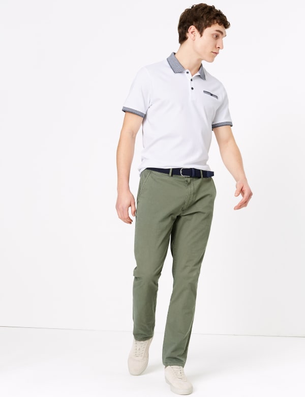 Slim Fit Belted Stretch Chinos