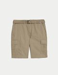 Pure Cotton Belted Cargo Shorts