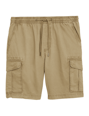 

Mens M&S Collection Pure Cotton Elasticated Cargo Shorts - Dark Sand, Dark Sand