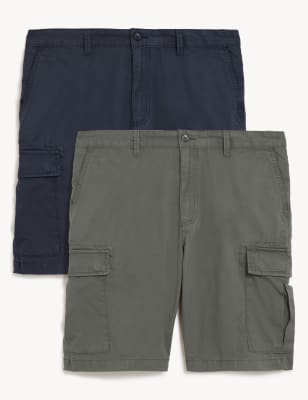 

Mens M&S Collection 2pk Pure Cotton Cargo Shorts - Khaki Mix, Khaki Mix