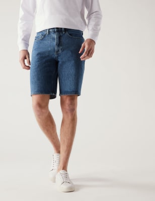 

Mens M&S Collection Recycled Rigid Denim Shorts - Medium Blue, Medium Blue