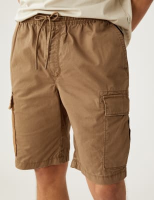 

Mens M&S Collection Pure Cotton Elasticated Waist Cargo Shorts - Topaz, Topaz