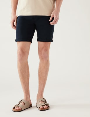 

Mens M&S Collection Tea Dyed Stretch Denim Shorts - Navy, Navy