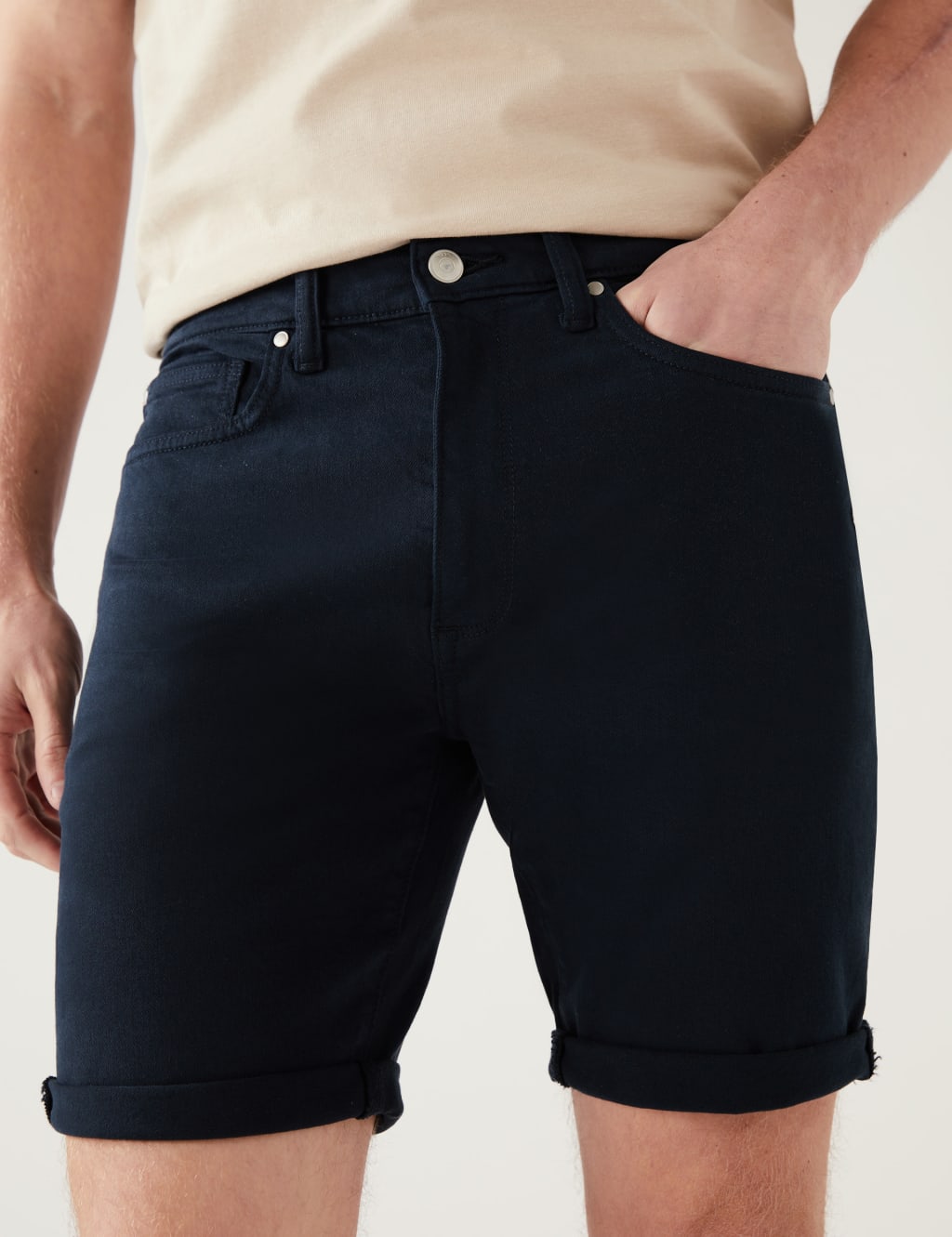 Tea Dyed Stretch Denim Shorts image 4