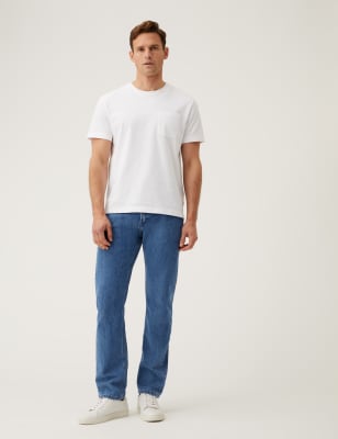 Straight Fit Pure Cotton Jeans - US