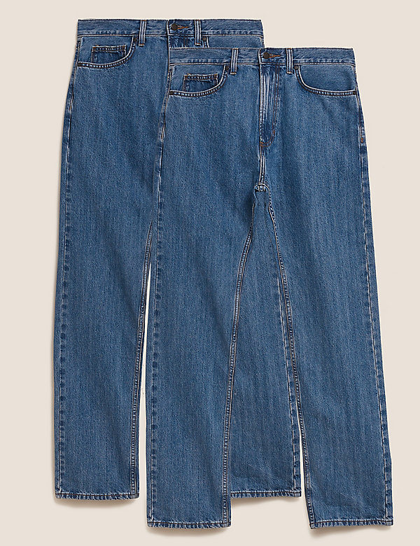 Lot de 2&nbsp;jeans coupe droite 100&nbsp;% coton - CA