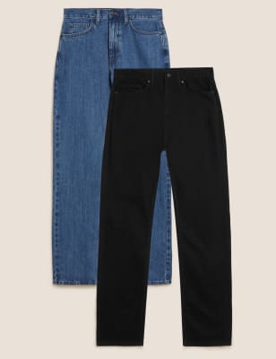 

M&S Collection Pack de 2 jeans regular 100% algodónMens - Blue/Black, Blue/Black