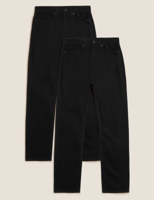 

M&S Collection Pack de 2 jeans straight 100% algodónMens - Black, Black