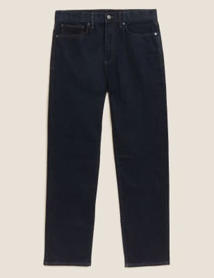 

Mens M&S Collection Big & Tall Straight Fit Pure Cotton Jeans - Dark Indigo, Dark Indigo