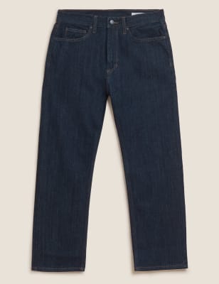 

Mens M&S Collection Gerade geschnittene Jeans aus reiner Baumwolle in kürzerer Länge - Indigo, Indigo