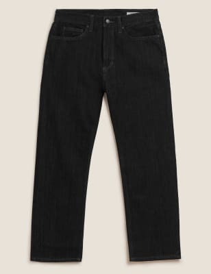 

M&S Collection Jeans straight 100% algodón con un largo más cortoMens - Black, Black