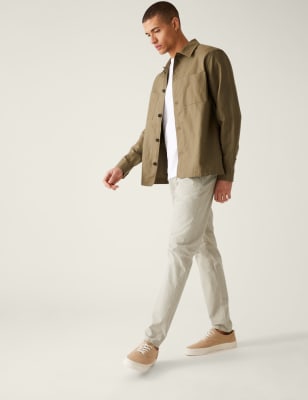 

Mens M&S Collection Tapered Fit Stretch Chinos - Light Stone, Light Stone