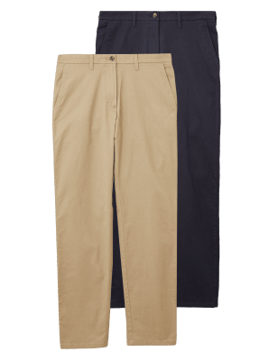 

M&S Collection Pack de 2 chinos slim elásticosMens - Stone/Navy, Stone/Navy