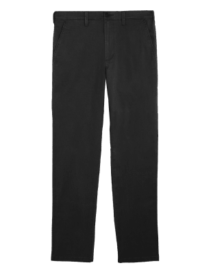 

Mens M&S Collection Leichte, schmal geschnittene Chinohose mit hohem Baumwollanteil - Black, Black