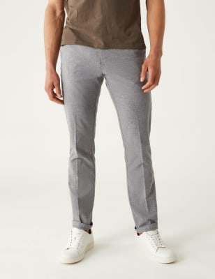 

Mens M&S Collection Slim Fit Textured Stretch Chinos - Grey Mix, Grey Mix