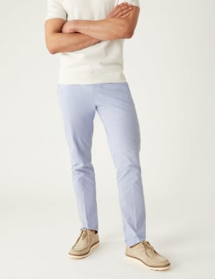 

Mens M&S Collection Slim Fit Textured Stretch Chinos - Mid Blue, Mid Blue