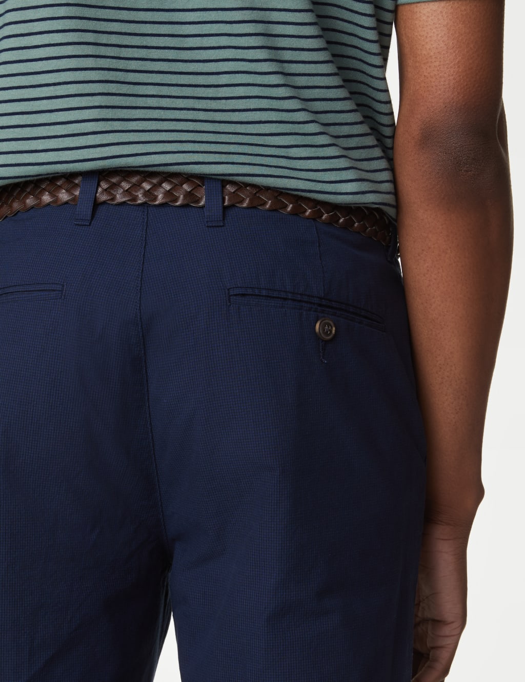 Slim Fit Textured Belted Chinos image 5
