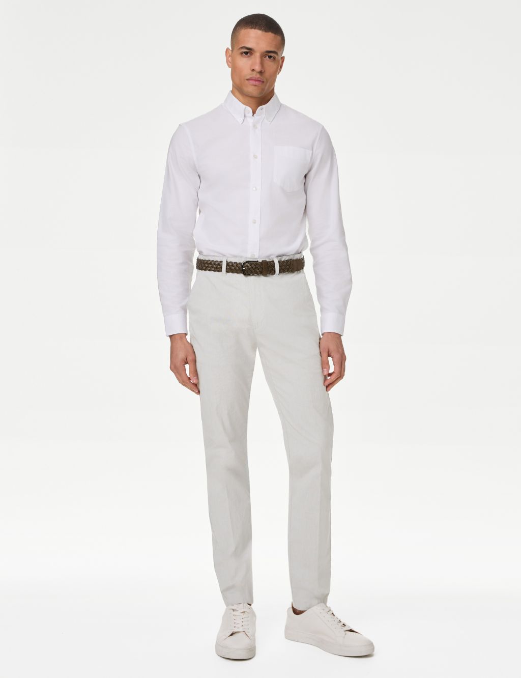 Slim Fit Textured Belted Chinos image 2