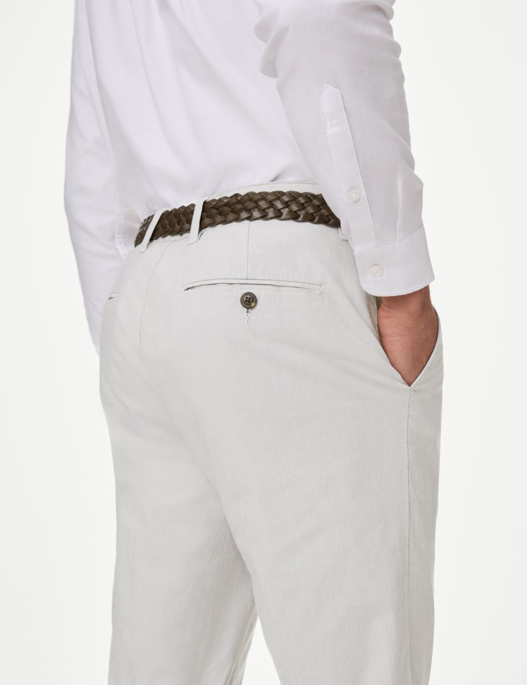 Slim Fit Textured Belted Chinos image 4