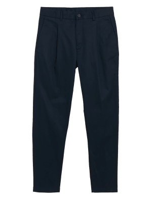 

Mens M&S Collection Pure Cotton Pleat-Front Chinos - Dark Navy, Dark Navy