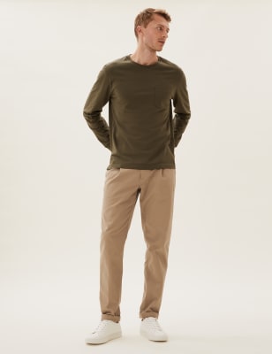 

Mens M&S Collection Pure Cotton Pleat-Front Chinos - Stone, Stone