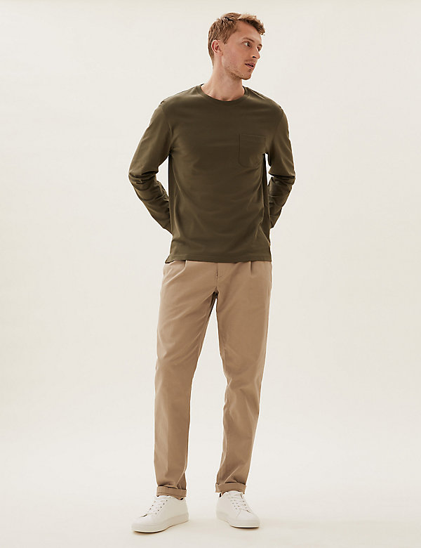 Pure Cotton Pleat-Front Chinos - OM