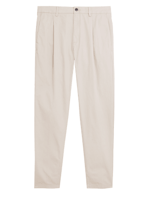 

Mens M&S Collection Pure Cotton Pleat-Front Chinos - Natural, Natural