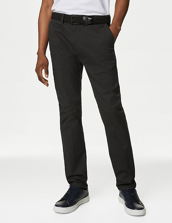 Slim Fit Printed Belted Stretch Chinos | M&S US