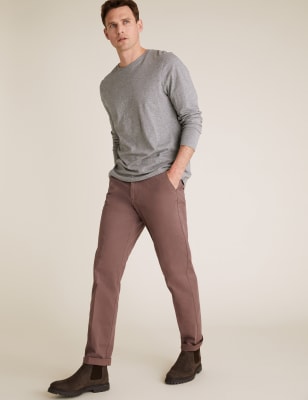  Chino coupe standard en tissu extensible - Mauve