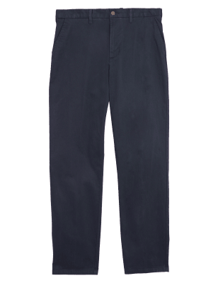

Mens M&S Collection Normal geschnittene Stretch-Chinos in kürzerer Länge - Dark Navy, Dark Navy