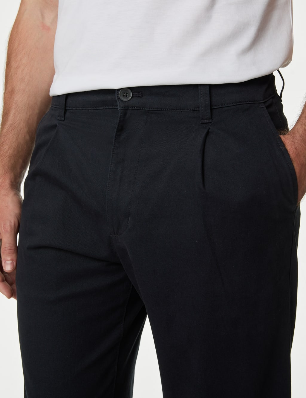 Regular Fit Single Pleat Stretch Chinos image 2